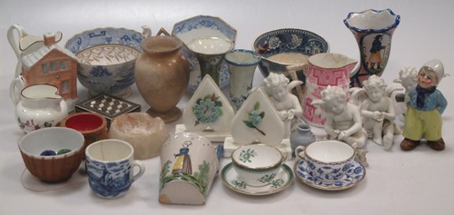 Lot 141 - Two miniature Spode tea cups and saucers, a...