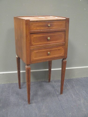 Lot 367 - A continental inlaid bedside cabinet...