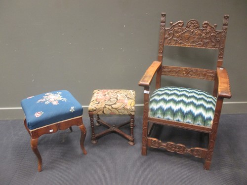 Lot 525 - A 19th century Continental walnut high back...