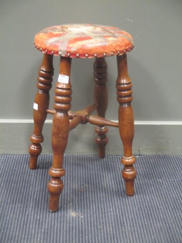 Lot 582 - A late 19th / early 20th century walnut stool...