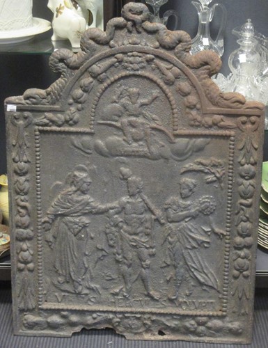 Lot 445 - A cast iron fireback, in 17th century style,...