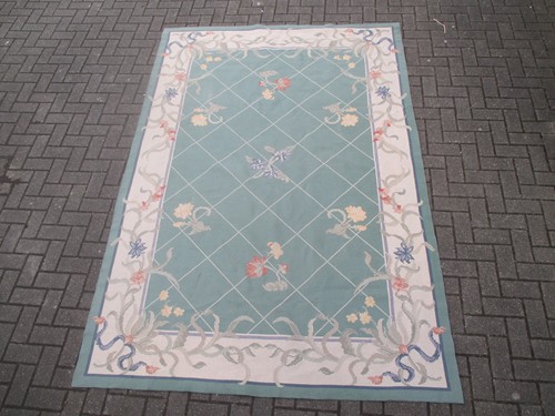 Lot 587 - Two Portuguese handmade tapestry rugs, 188 x...