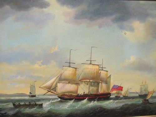 Lot 229 - British School three masted off the coast in a...