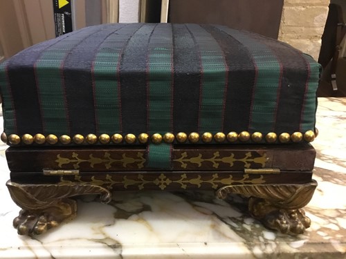 Lot 327 - A Regency rosewood and brass inlaid gout stool