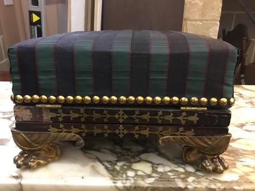 Lot 327 - A Regency rosewood and brass inlaid gout stool