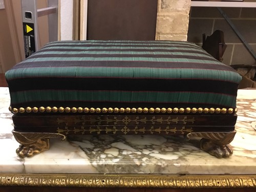 Lot 327 - A Regency rosewood and brass inlaid gout stool