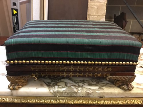 Lot 327 - A Regency rosewood and brass inlaid gout stool