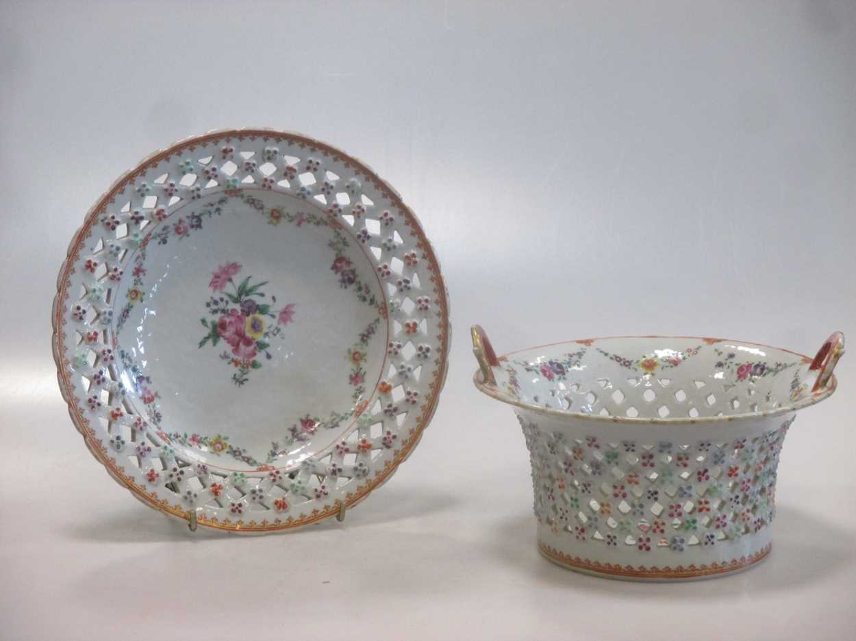 Lot 41 - An 18th century Chinese famille rose pierced...