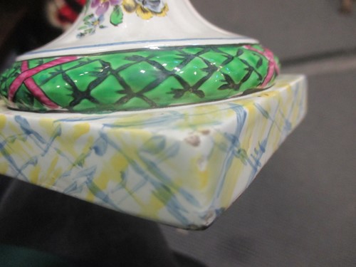 Lot 38 - A pair of continental faience two-handled...