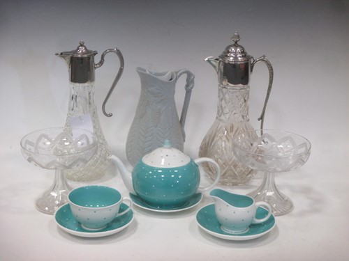 Lot 77 - Two EPNS mounted claret jugs; a Susie Cooper...