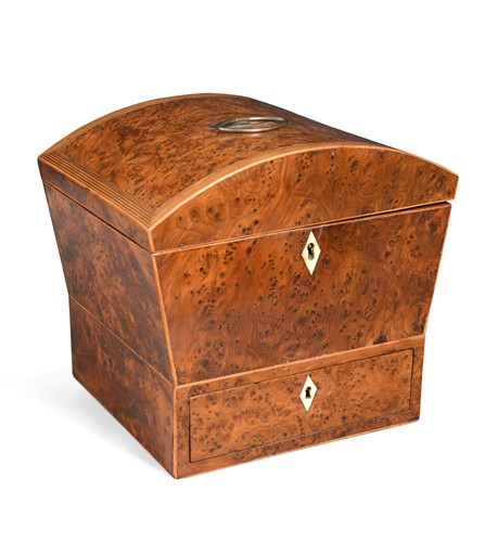 Lot 413 - A George III burr yew wood work box