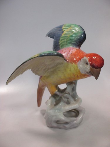 Lot 1 - A Copeland Spode porcelain model of a parrot...