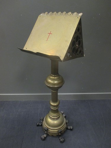 Lot 345 - A mid 19th century brass lecturn dated 1888...