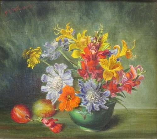 Lot 222 - F C Williams, Still life of blossoming flowers...