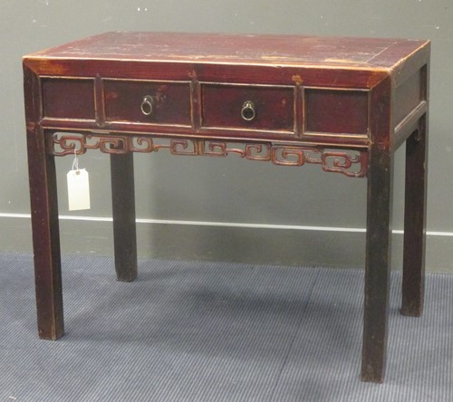 Lot 351 - A Chinese laquer table, 86 x 106 x 60cm