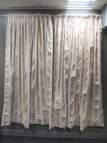 Lot 468 - A pair of verticle striped cream coloured...
