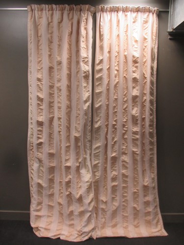 Lot 470 - A pair of verticle striped cream coloured...