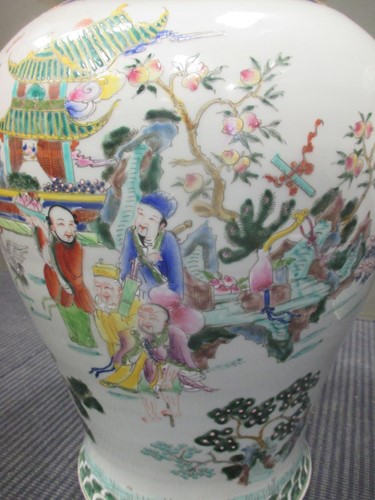 Lot 47 - A pair of large Chinese baluster vases, the...