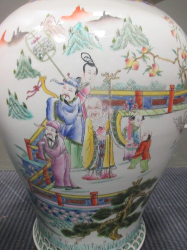 Lot 47 - A pair of large Chinese baluster vases, the...