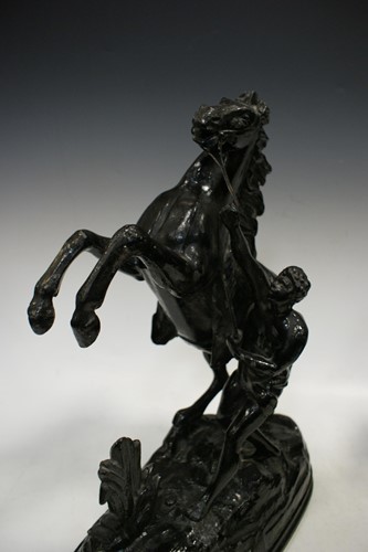 Lot 48 - Three pairs of spelter Marly type horses, the...