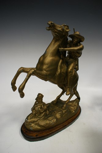 Lot 48 - Three pairs of spelter Marly type horses, the...