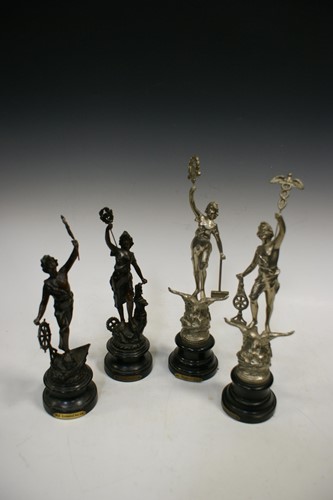 Lot 4 - A pair of spelter figures (l'industrie), 41cm...