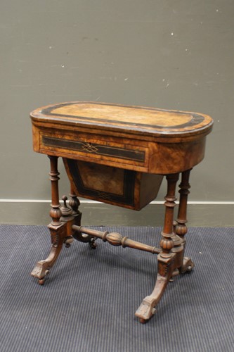 Lot 353 - A Victorian burr walnut and ebonised fold over...