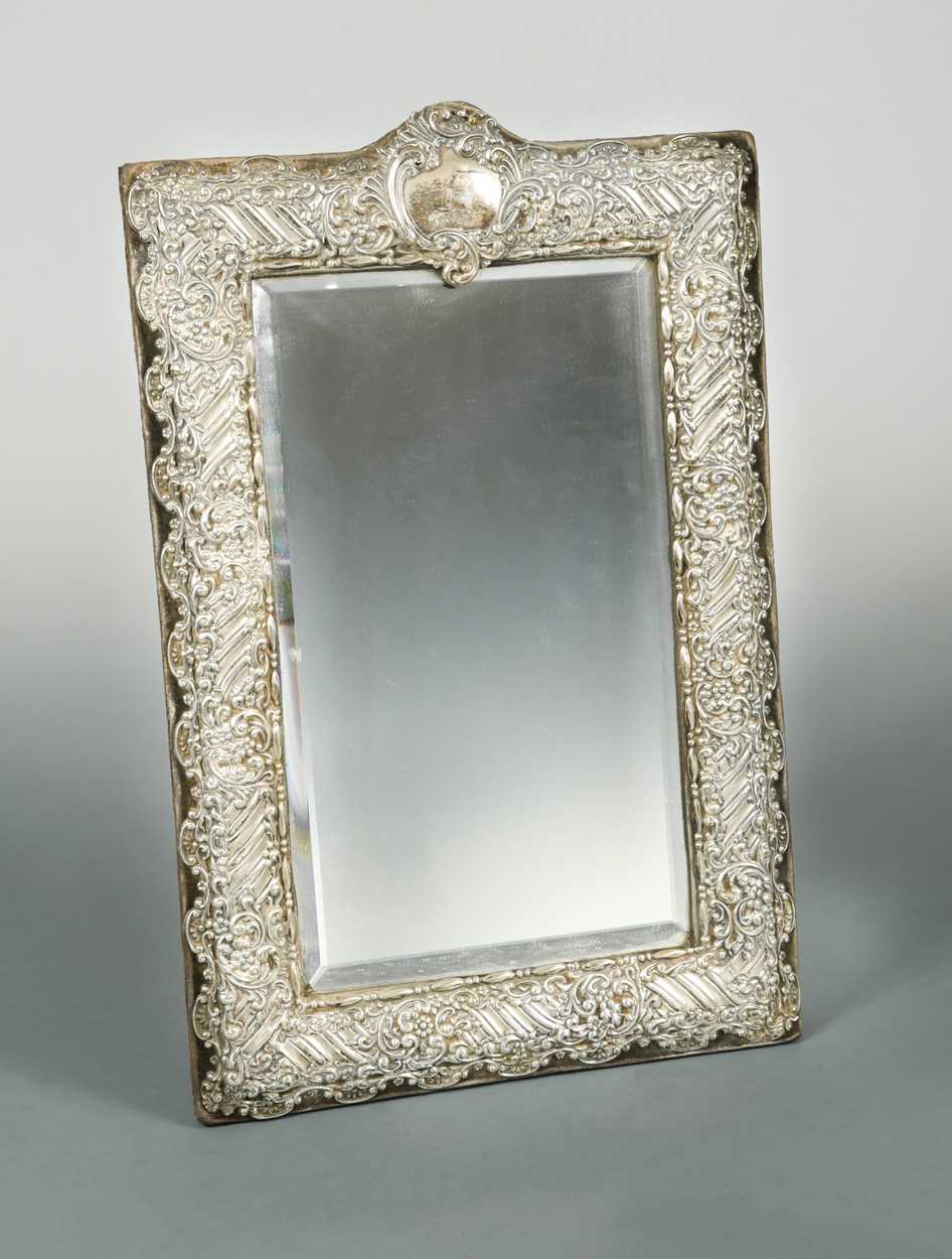 Lot 415 - A Victorian silver mounted easel back dressing table mirror