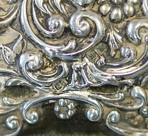 Lot 415 - A Victorian silver mounted easel back dressing table mirror