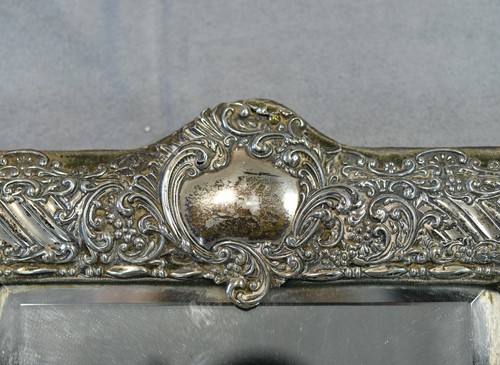 Lot 415 - A Victorian silver mounted easel back dressing table mirror