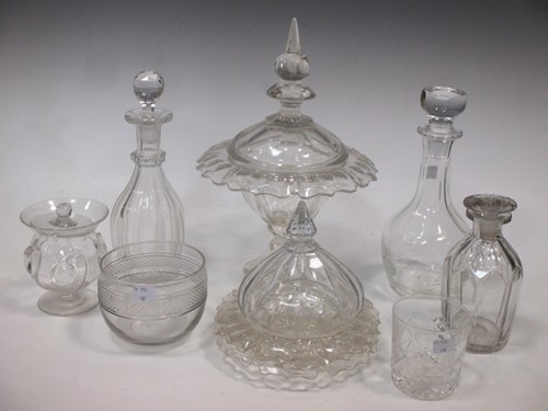 Lot 106 - A glass sweetmeat jar, probably Irish, with...