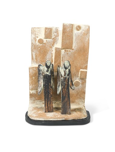 Lot 21 - John Maltby (British, 1936-2020), Two Angels and a Wall