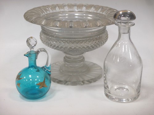 Lot 86 - A glass bowl on stand, possibly Irish, in two...