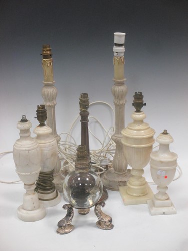 Lot 112 - A pair of painted table lamps 45cm, a 'crystal...