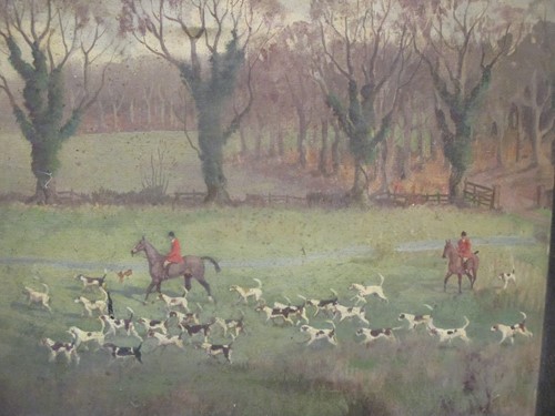 Lot 264 - BARBARA SHIFFNER, Two huntsmen with hounds,...