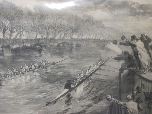 Lot 266 - A print of the university boat race dead heat...