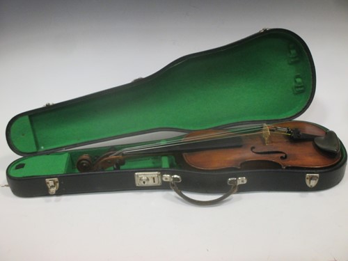 Lot 26 - A cased vioiln, stamped 'Hopf', 60cm long