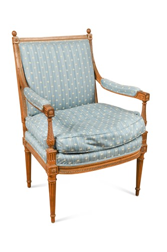 Lot 520 - A Louis XVI walnut fauteuil by Martin Jullien