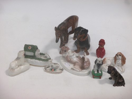 Lot 147 - Model dogs. KPM dog on oval base, Royal...