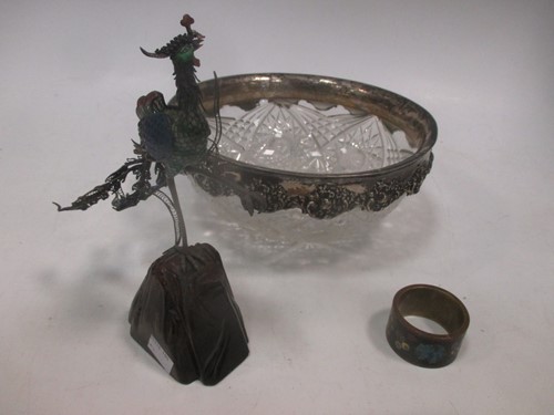 Lot 192 - A sterling silver mounted glass bowl, 23cm...