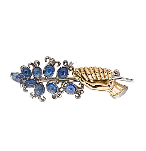 Lot 180 - A sapphire 'bluebell' brooch