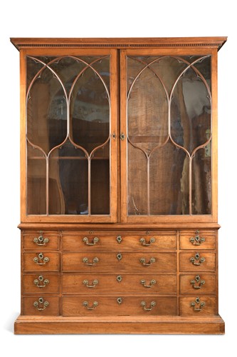 Lot 499 - An early George III mahogany bookcase cabinet