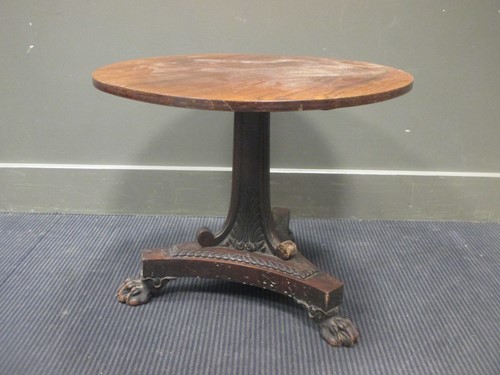 Lot 413 - A 19th century rosewood table, the pillar...