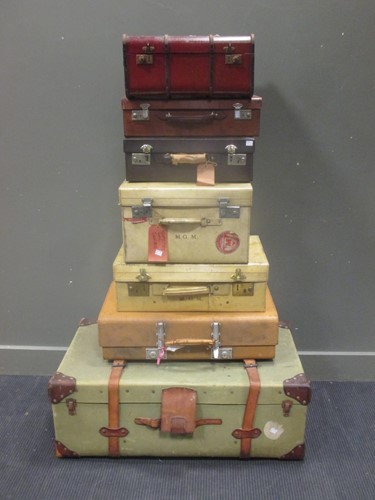 Lot 159 - Collection of 6 leather and other suitcases,...