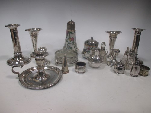 Lot 196 - A pair of damaged silver vases (weighted...