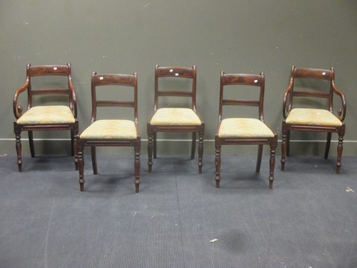 Lot 398 - Five late Regency mahogany bar back dining...