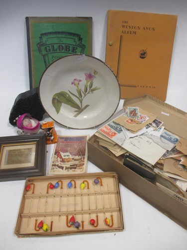 Lot 143 - Two small stamp albums, botanical dish, etc