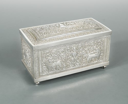 Lot 384 - A late 19th century Sri Lankan metalwares table casket