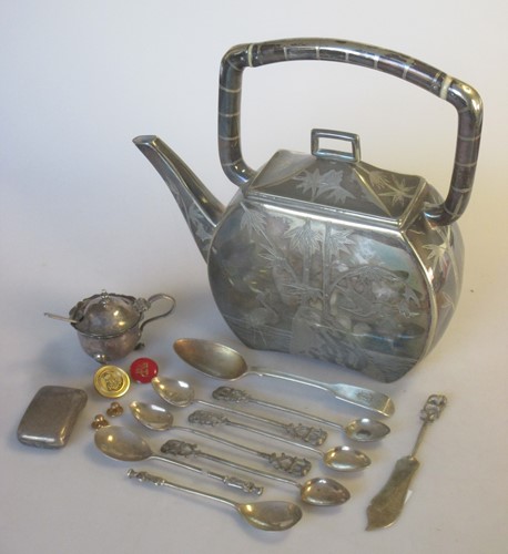 Lot 183 - A small collection of silver spoons, a silver...