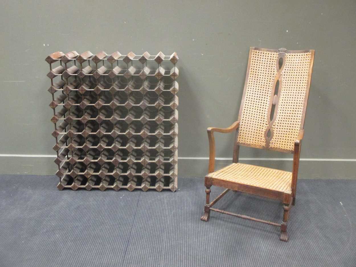 Lot 374 - An 20th century caned armchair together with a...